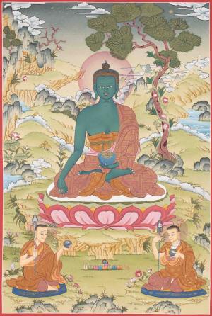 Original Hand Painted Thangka Of Medicine Buddha
